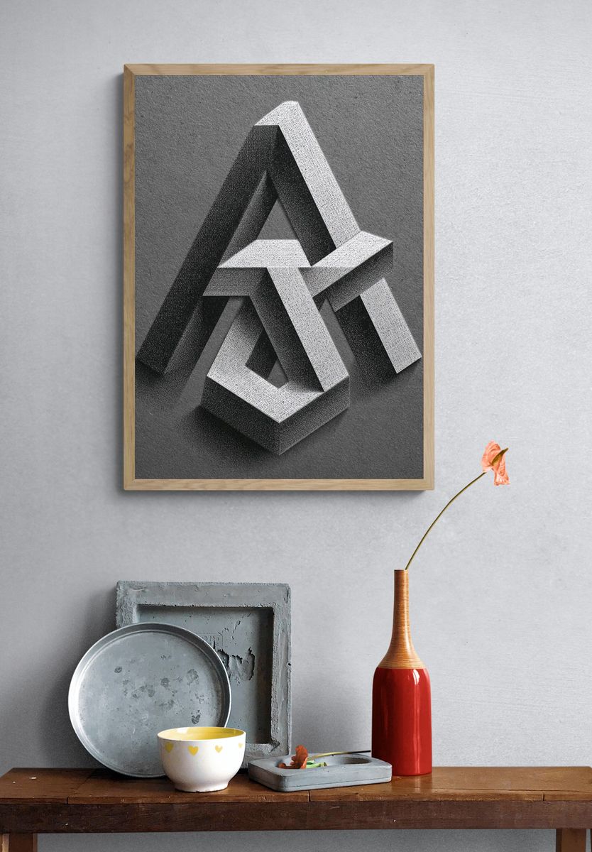Impossible Triangle Abstract Poster. — room view 3