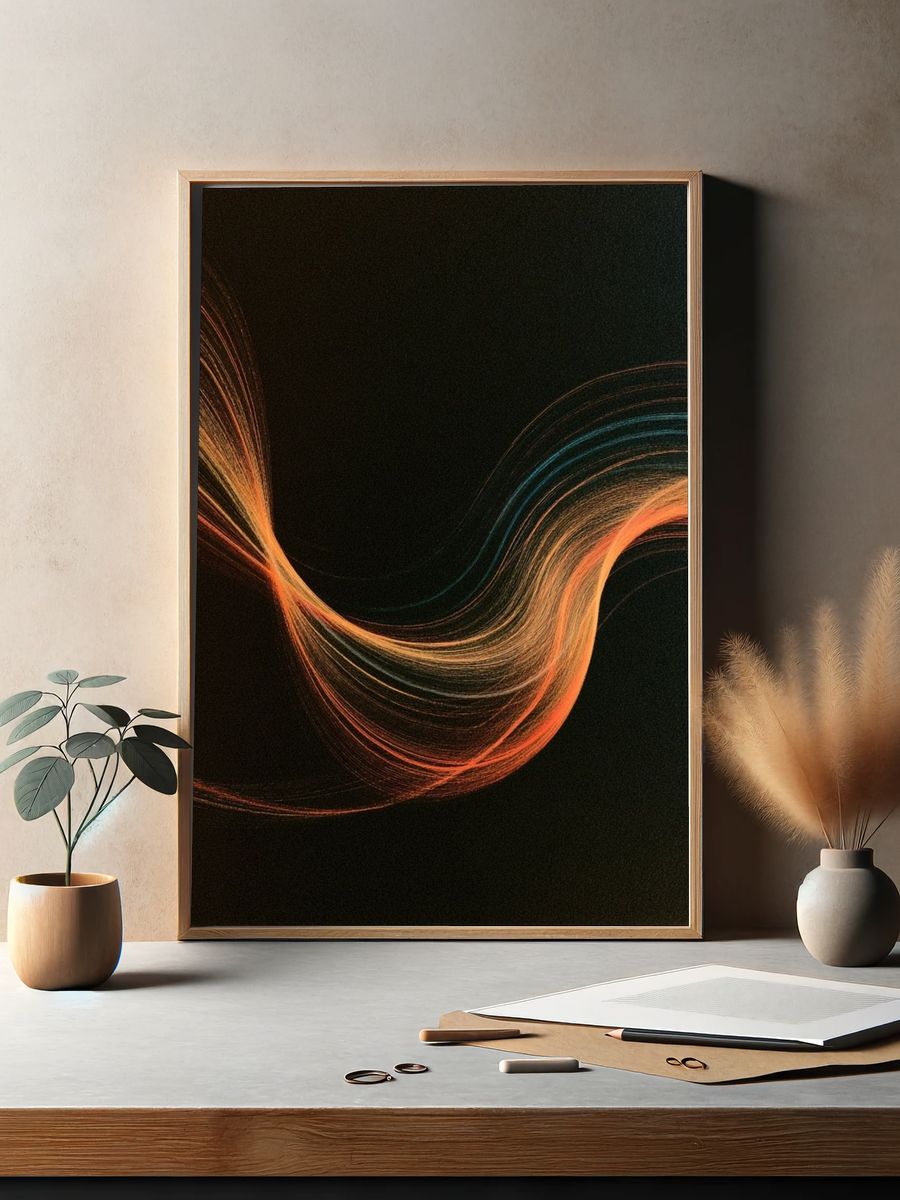 Ember Wave Abstract Print. — room view 2