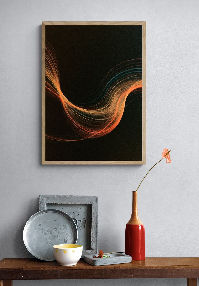 Ember Wave Abstract Print. — room view 3
