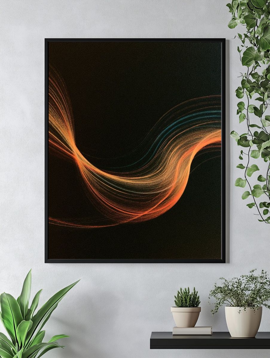 Ember Wave Abstract Print. — room view 4