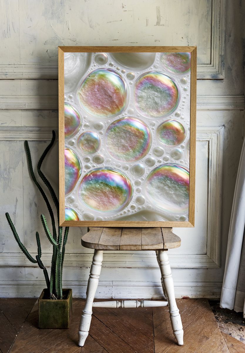 Iridescent Bubble Abstract Poster. room preview
