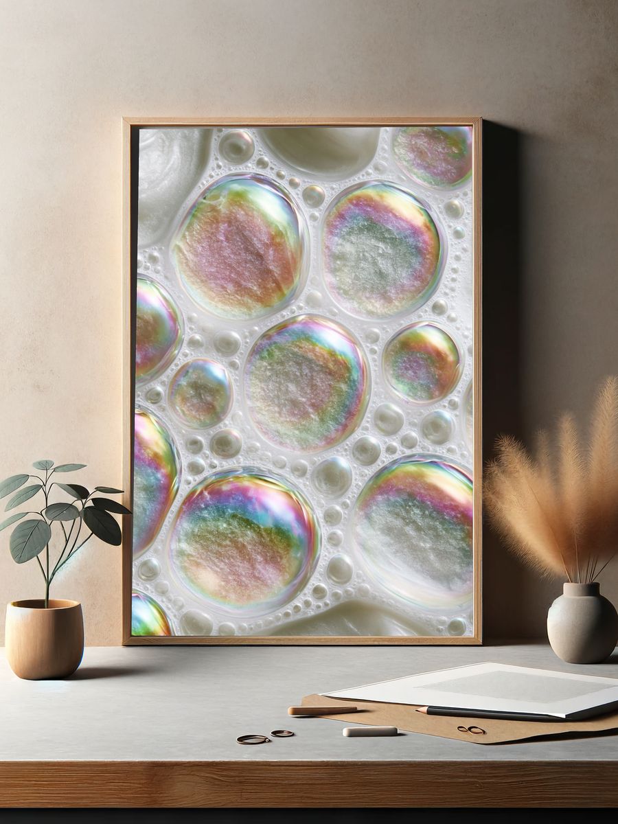 Iridescent Bubble Abstract Poster. — room view 2