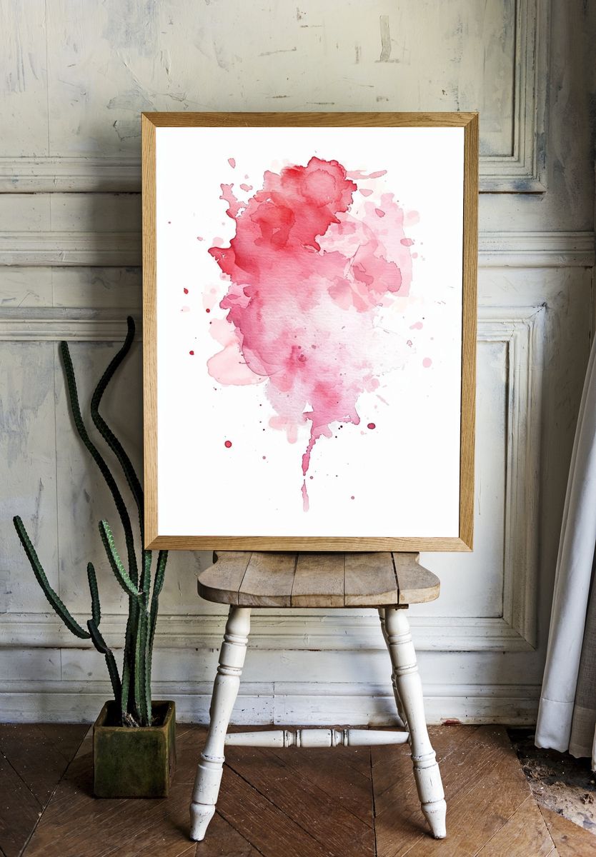 Pink Watercolor Splash Poster. room preview