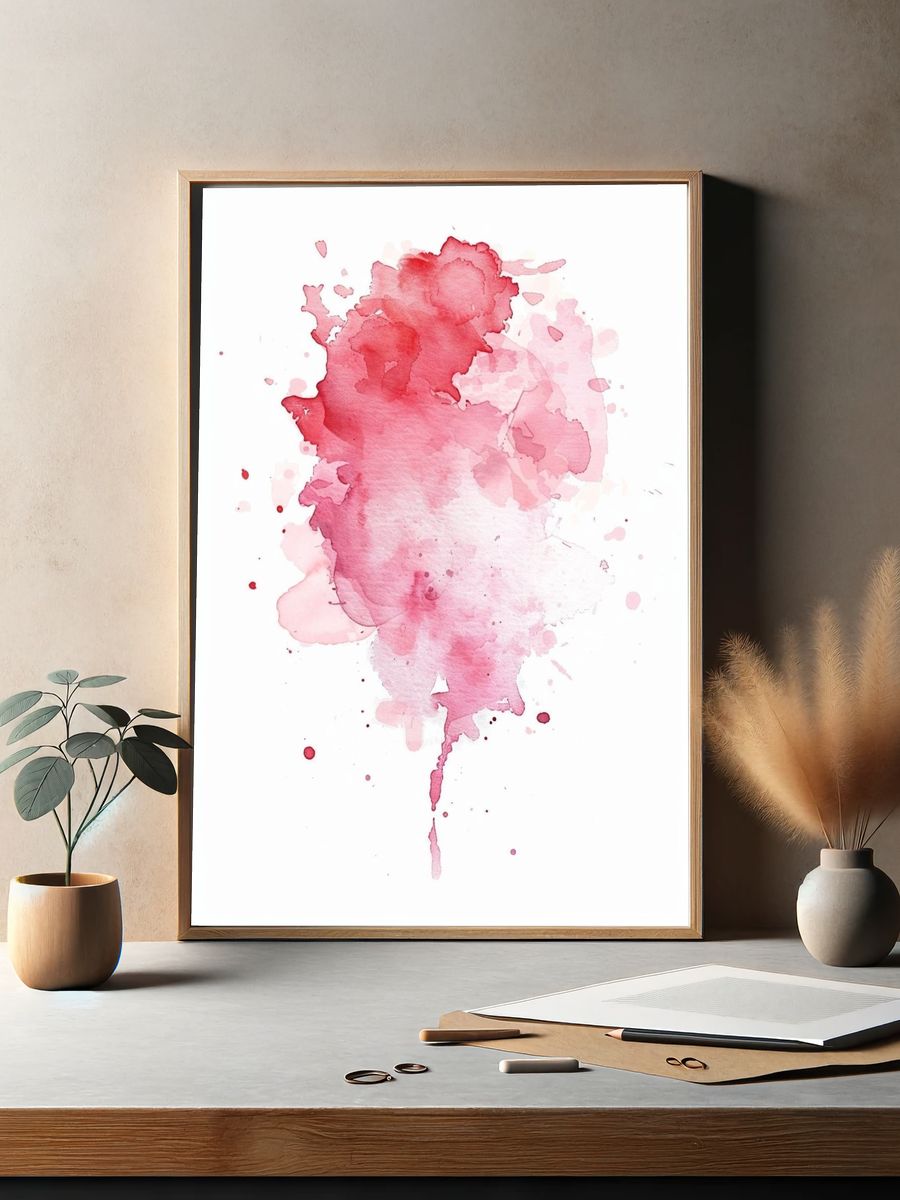 Pink Watercolor Splash Poster. — room view 2