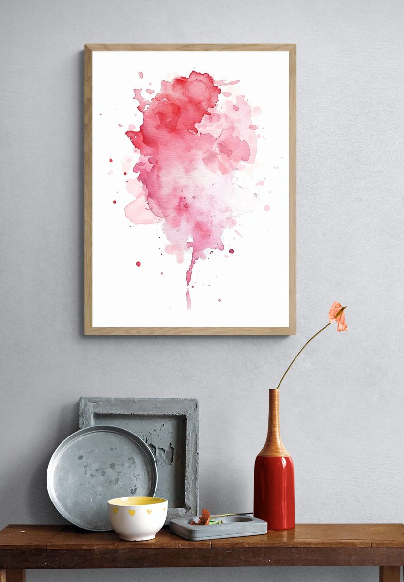 Pink Watercolor Splash Poster. — room view 3