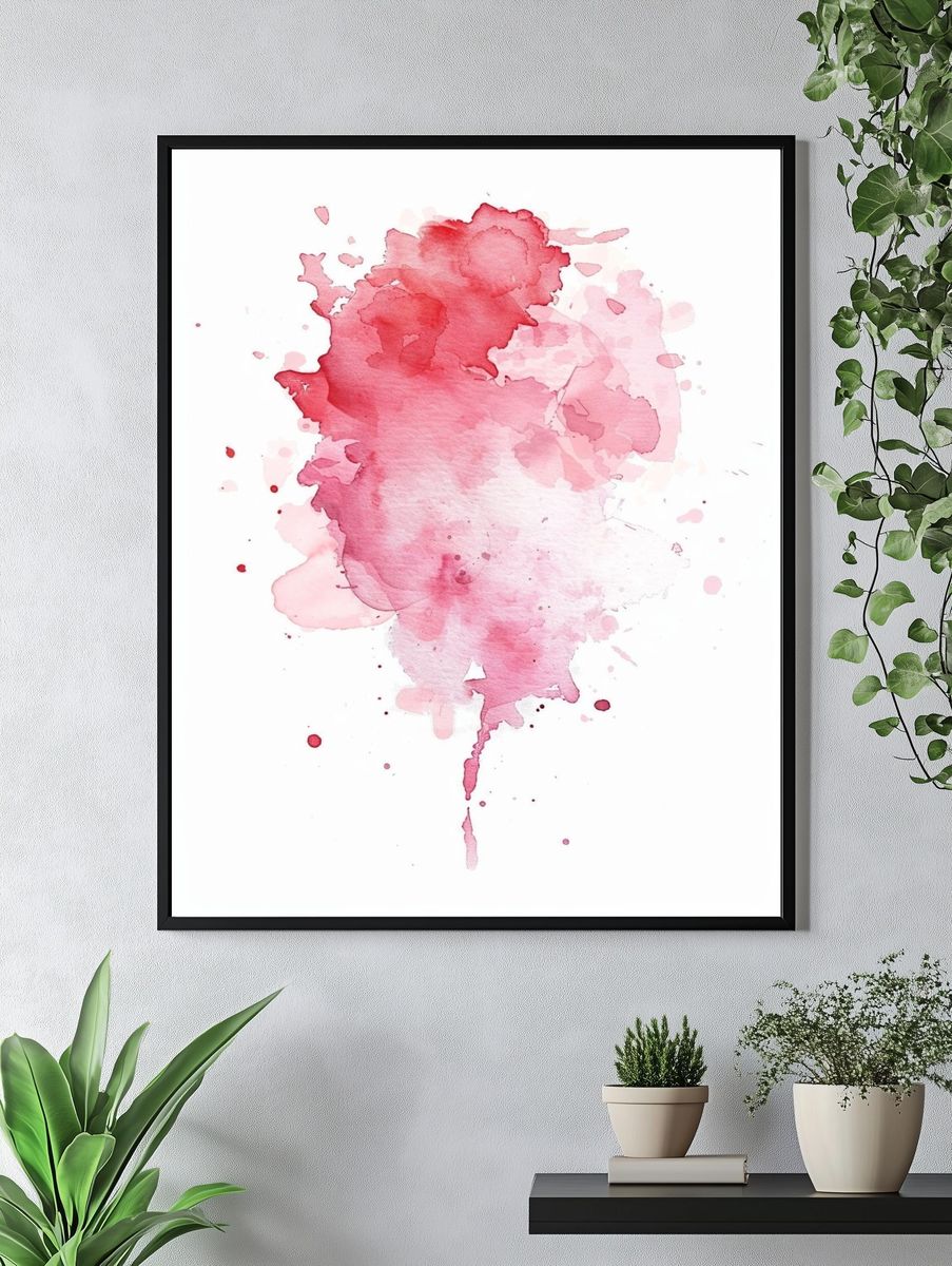 Pink Watercolor Splash Poster. — room view 4