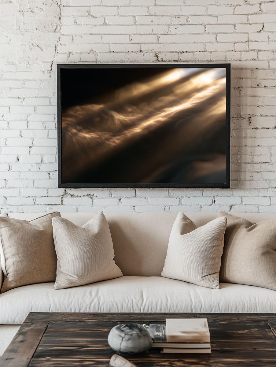 Golden Light Abstract Print. — room view 1