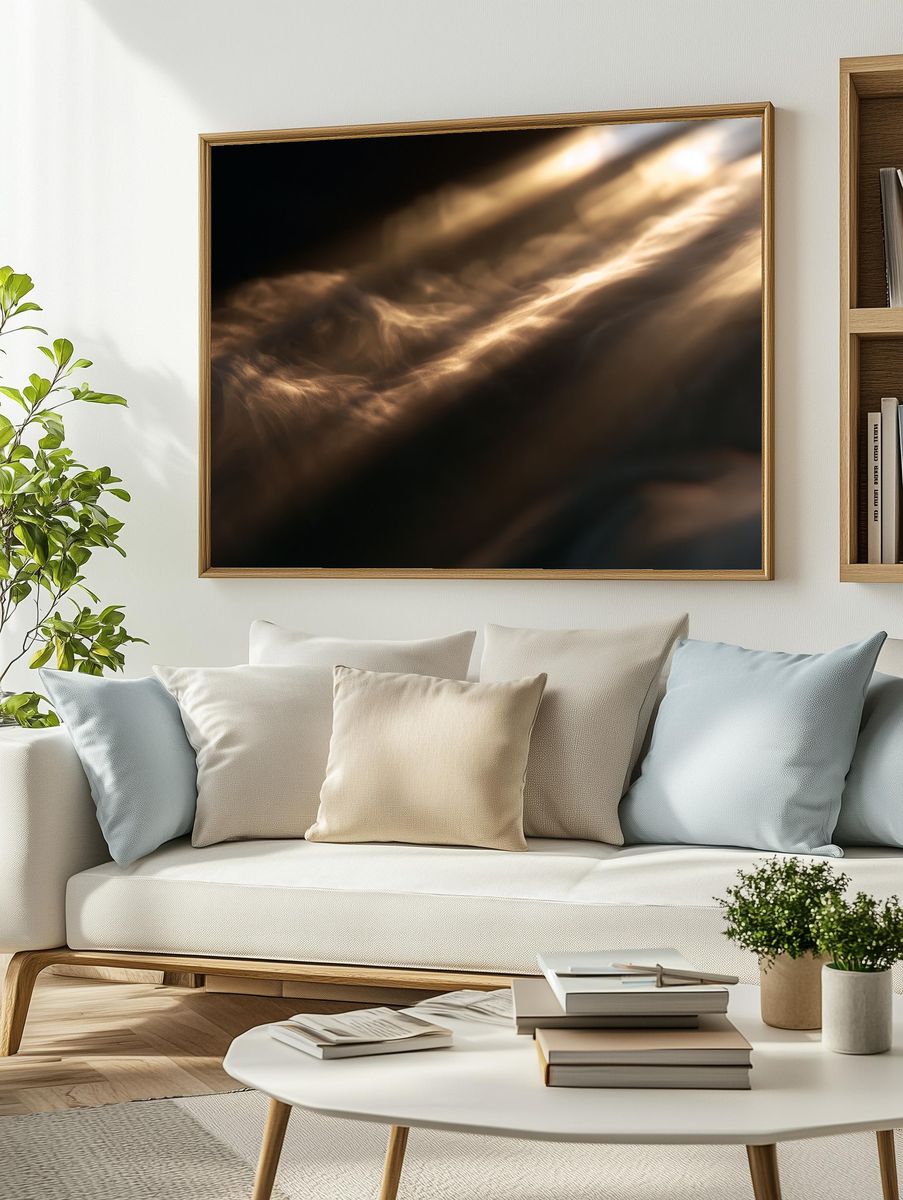 Golden Light Abstract Print. — room view 2