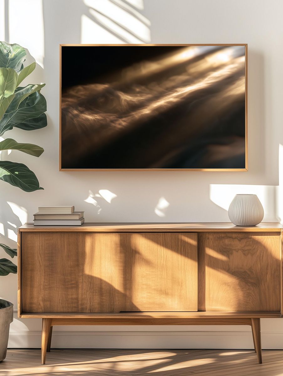 Golden Light Abstract Print. — room view 3