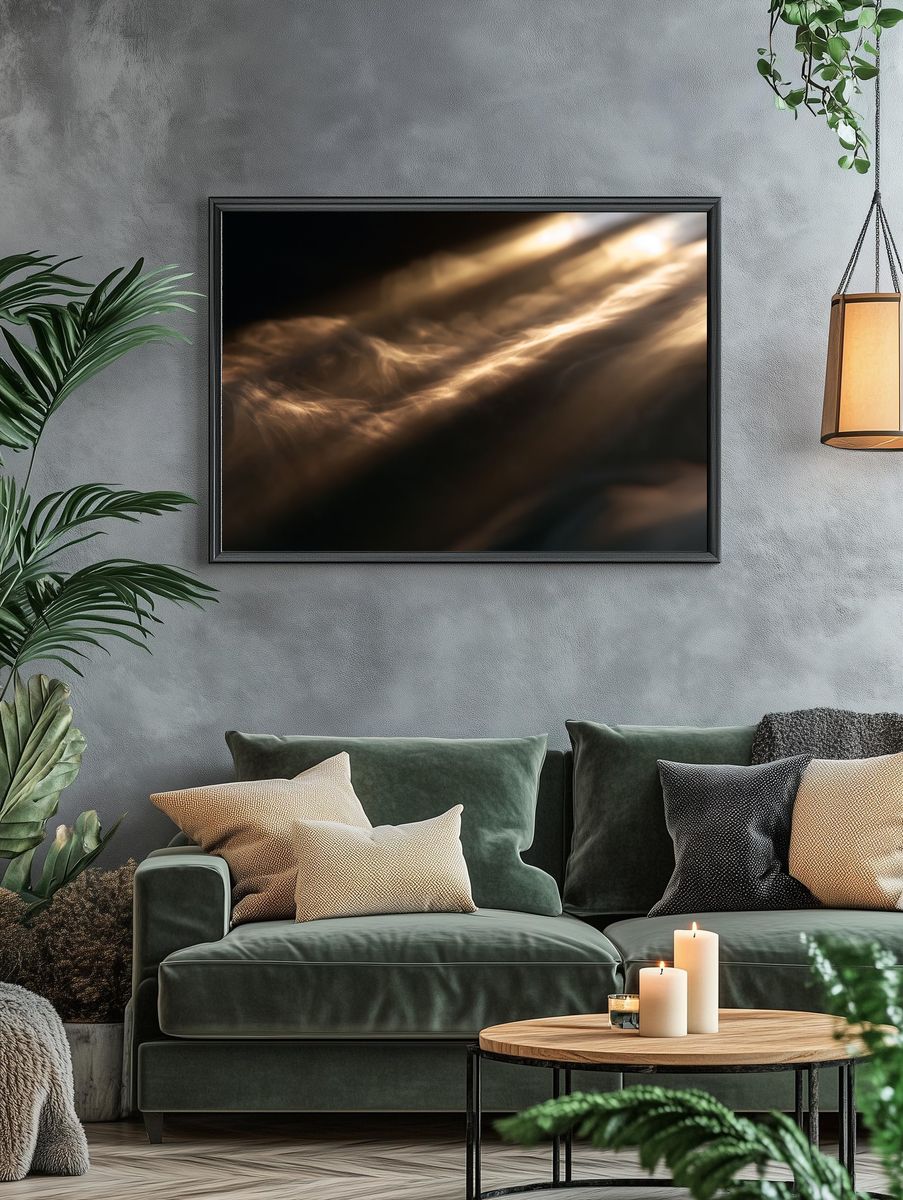Golden Light Abstract Print. — room view 4
