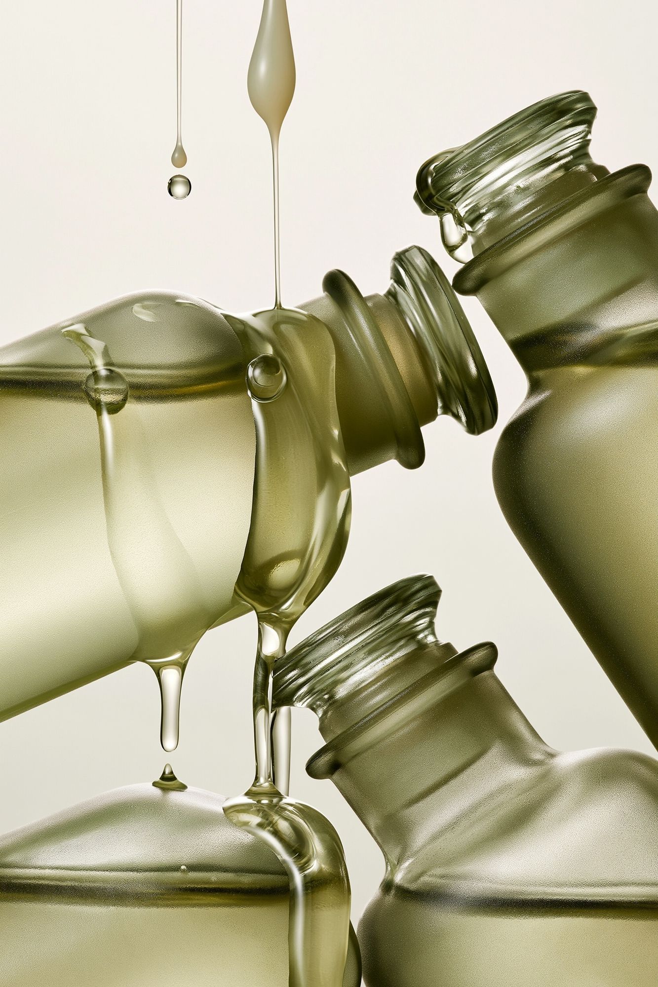 Olive Glass Bottles Abstract Print. poster detail
