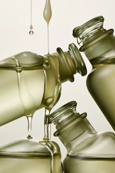 Olive Glass Bottles Abstract Print. poster