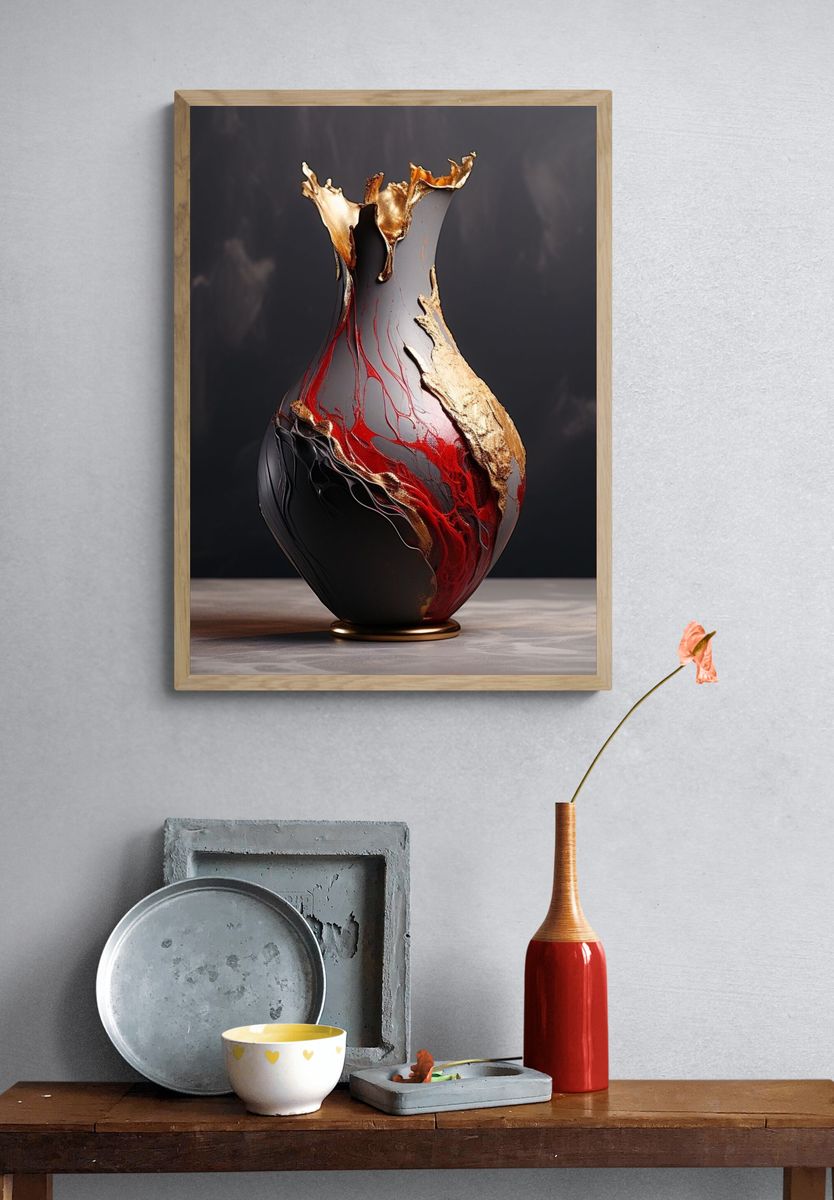 Iridescent Water Spiral Abstract Poster. — room view 3