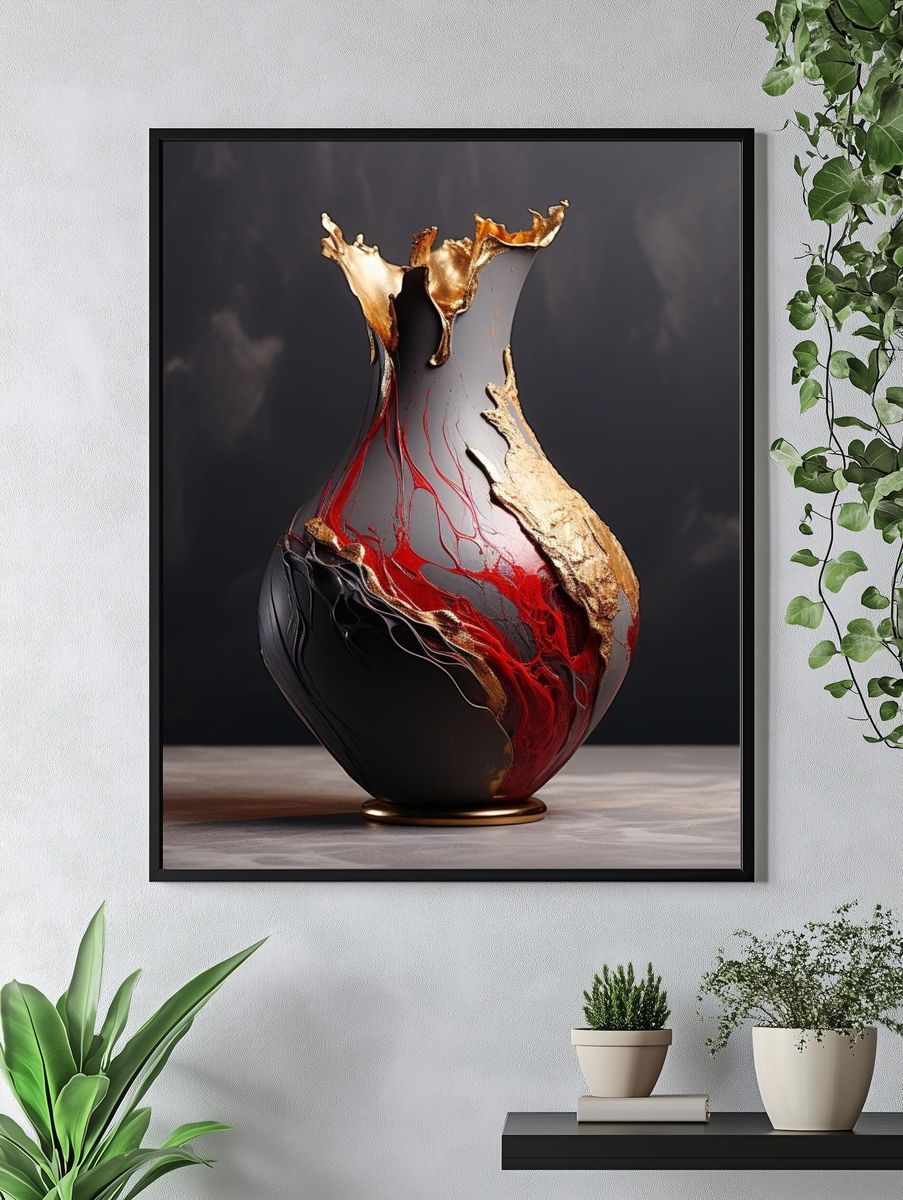 Iridescent Water Spiral Abstract Poster. — room view 4