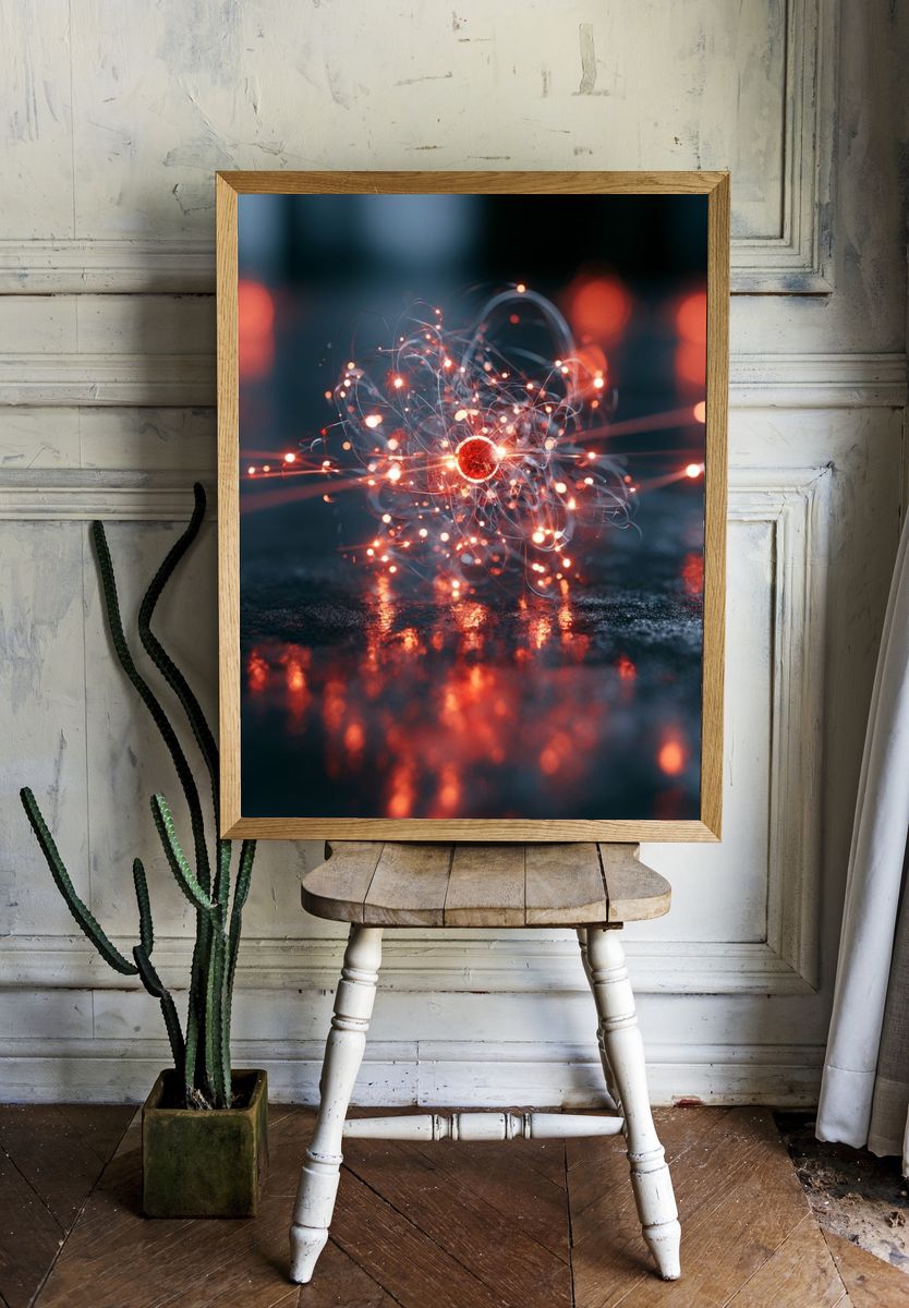 Glowing Particle Burst Abstract Poster. — room view 1