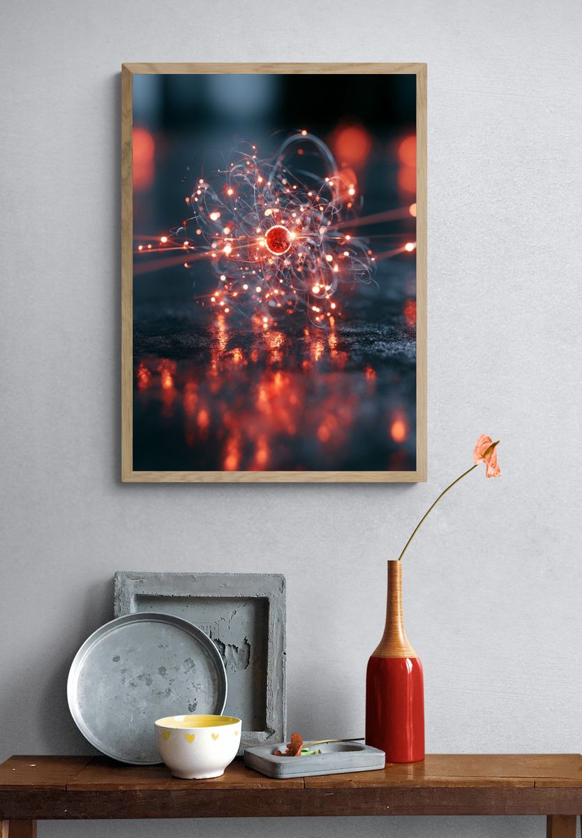 Glowing Particle Burst Abstract Poster. — room view 3