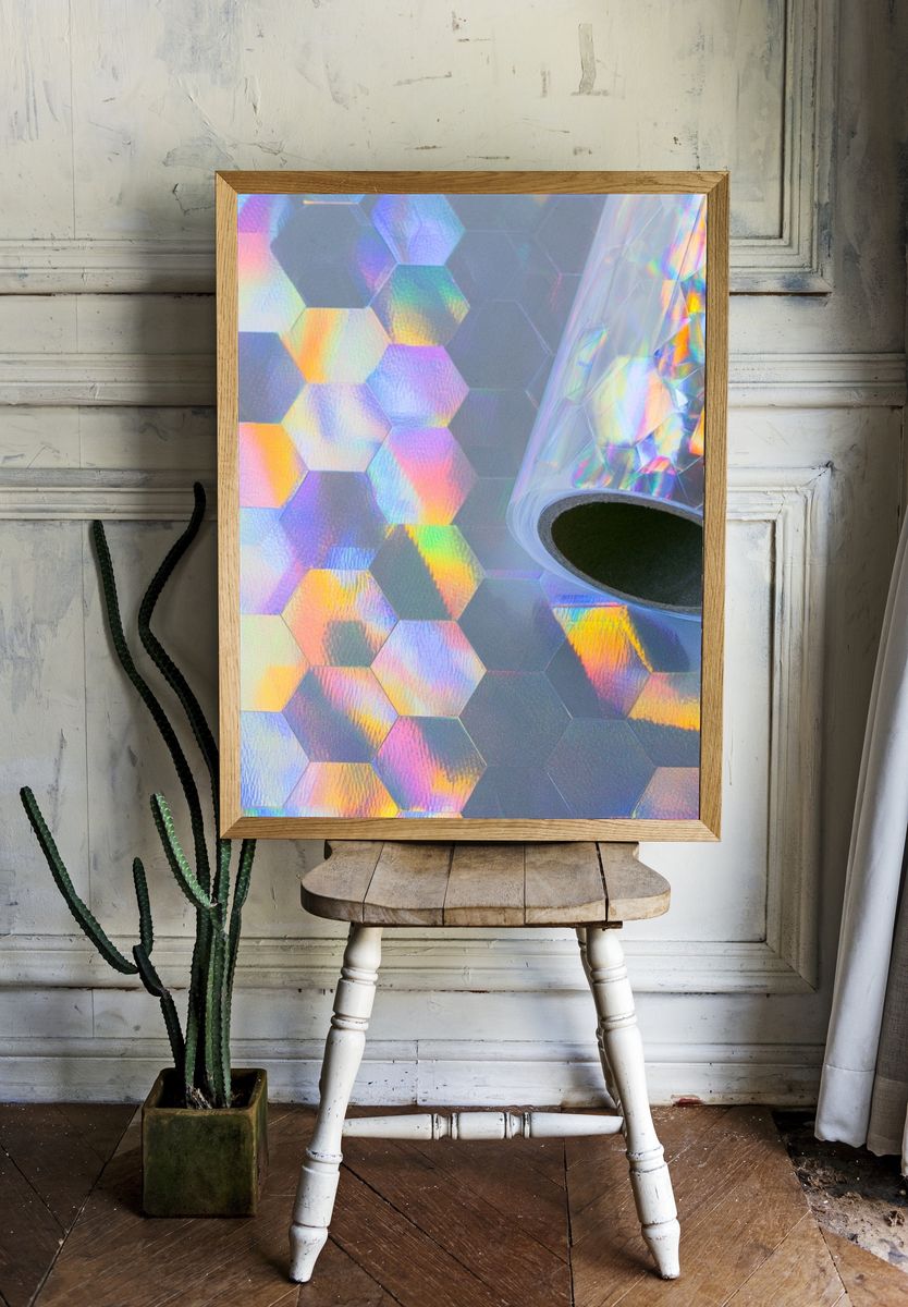 Holographic Hexagon Pattern Poster. room preview