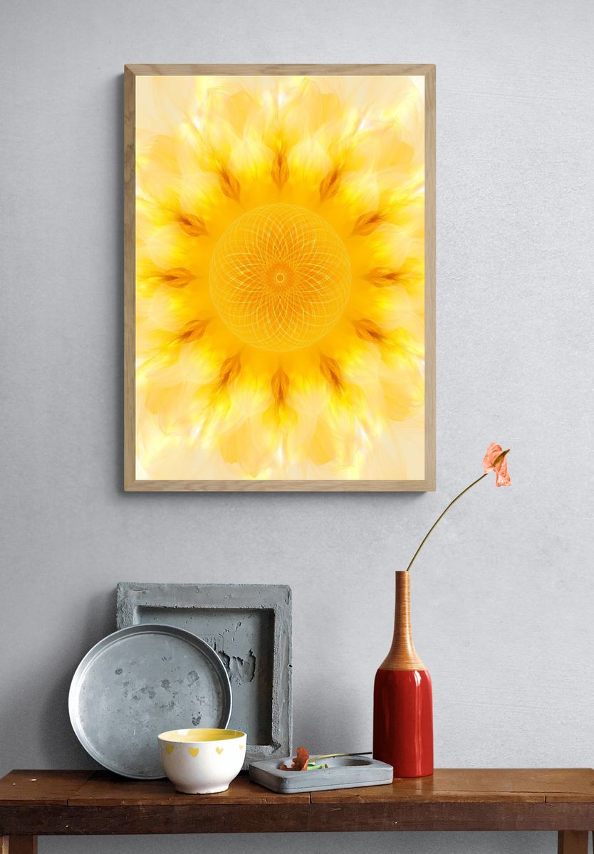 Golden Sunburst Abstract Poster. — room view 3