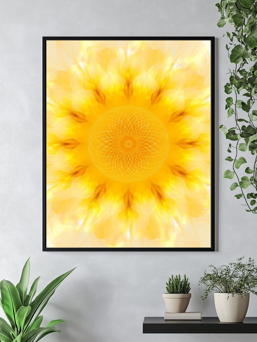 Golden Sunburst Abstract Poster. — room view 4