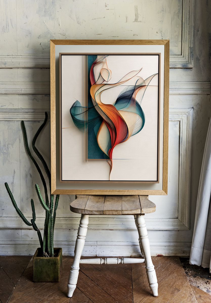 Flowing Ribbon Abstract Poster. — room view 1
