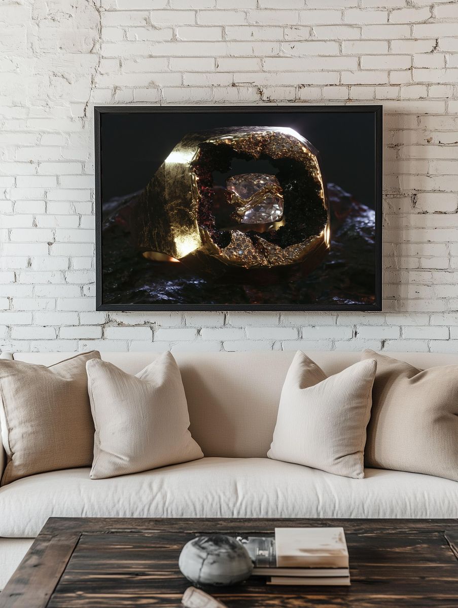 Gilded Crystal Orb Abstract Poster. room preview