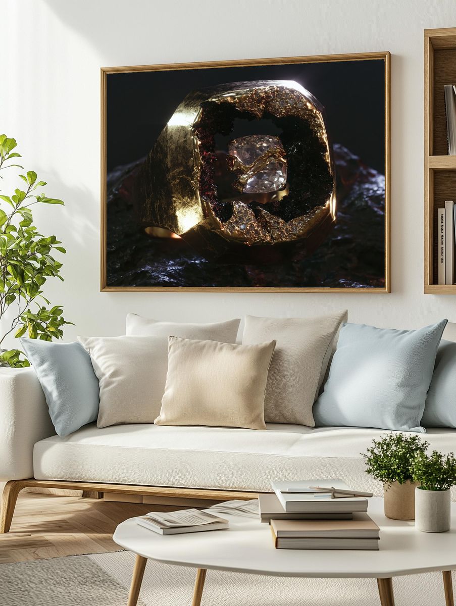 Gilded Crystal Orb Abstract Poster. — room view 2