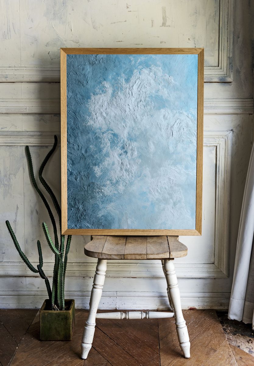 Blue Cloud Texture Abstract Poster. room preview