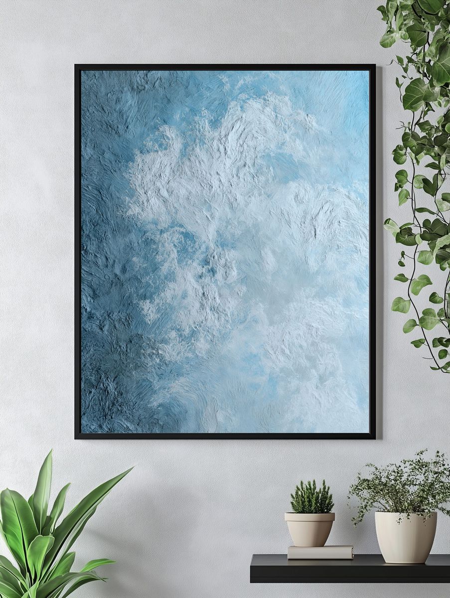 Blue Cloud Texture Abstract Poster. — room view 4