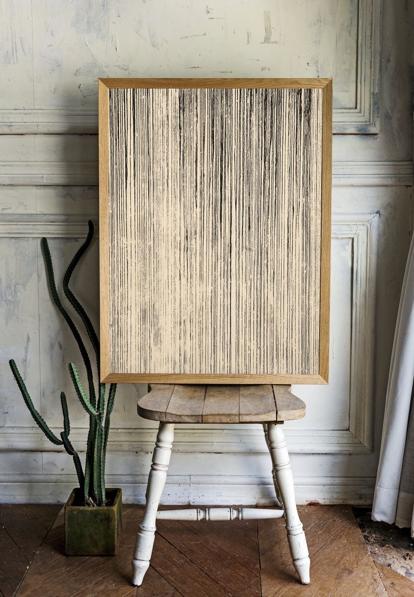 Linear Ink Texture Abstract Poster. — room view 1