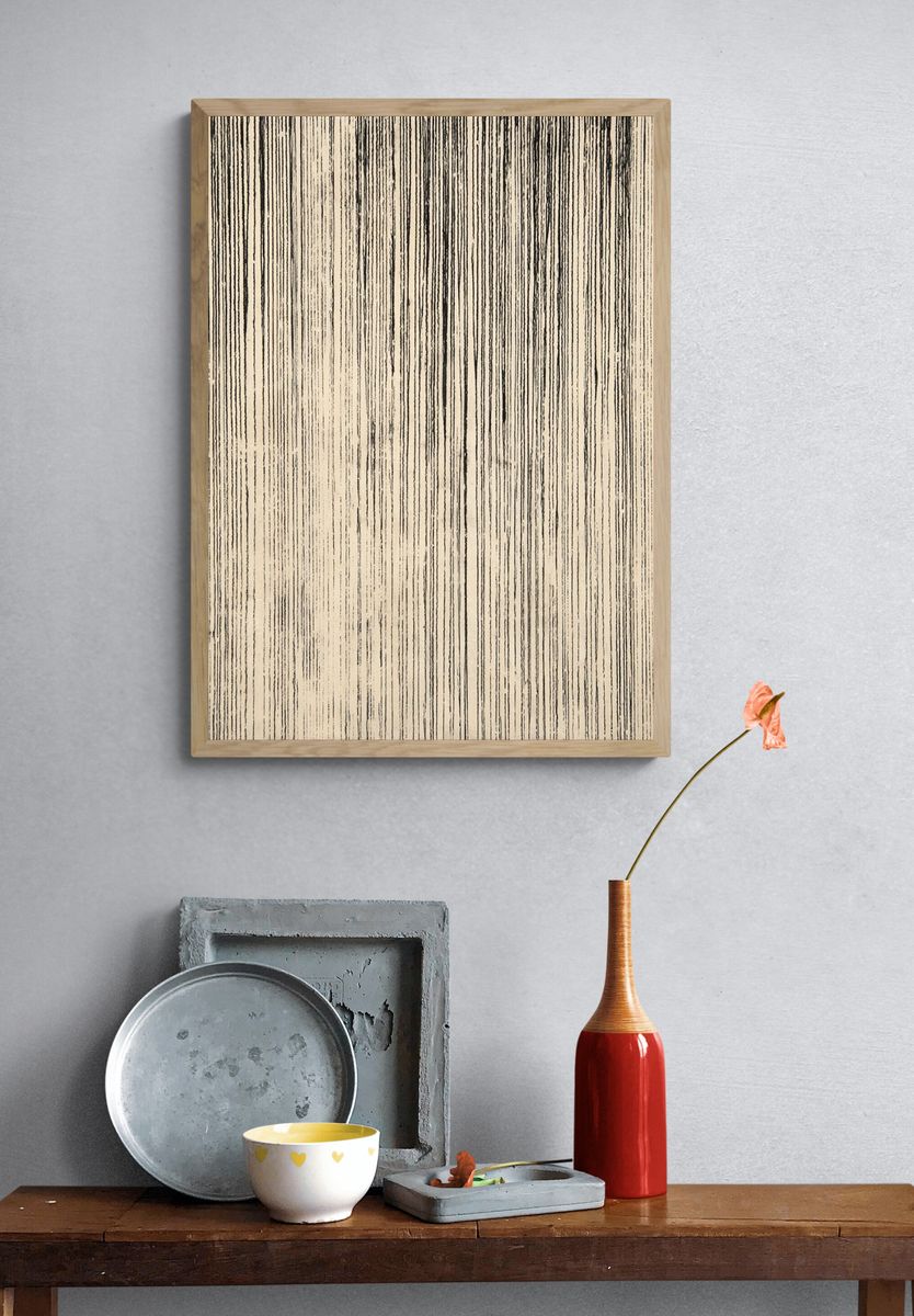Linear Ink Texture Abstract Poster. — room view 3
