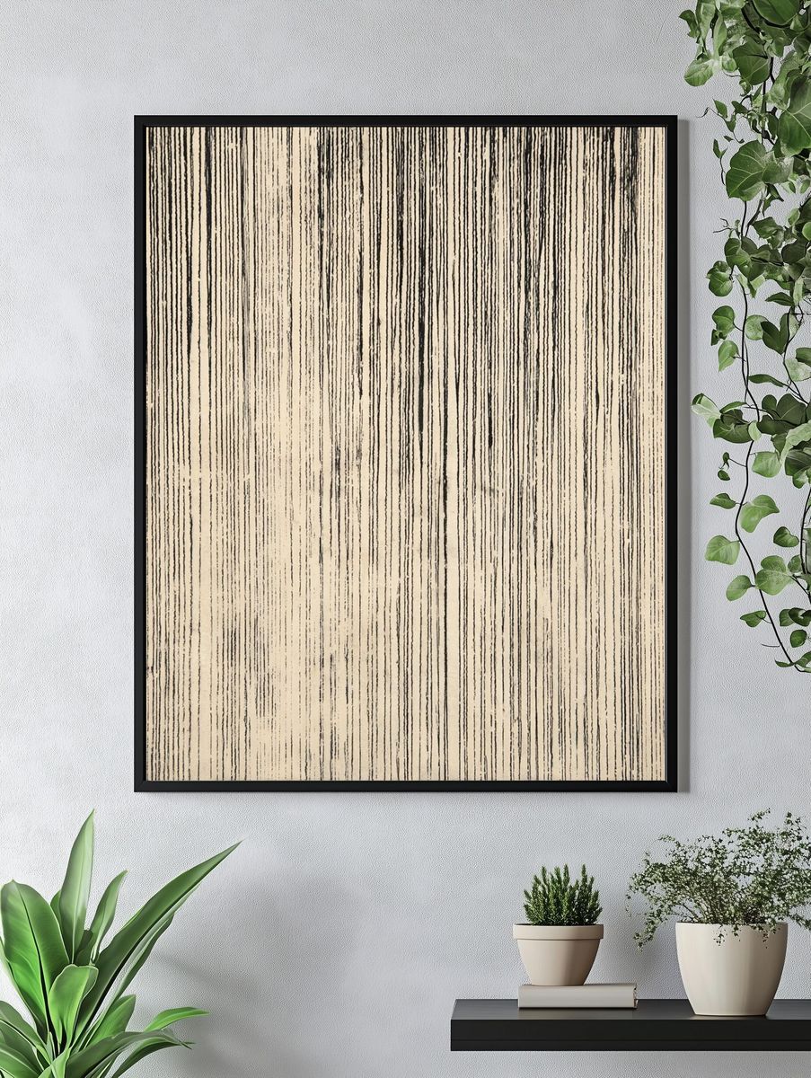 Linear Ink Texture Abstract Poster. — room view 4