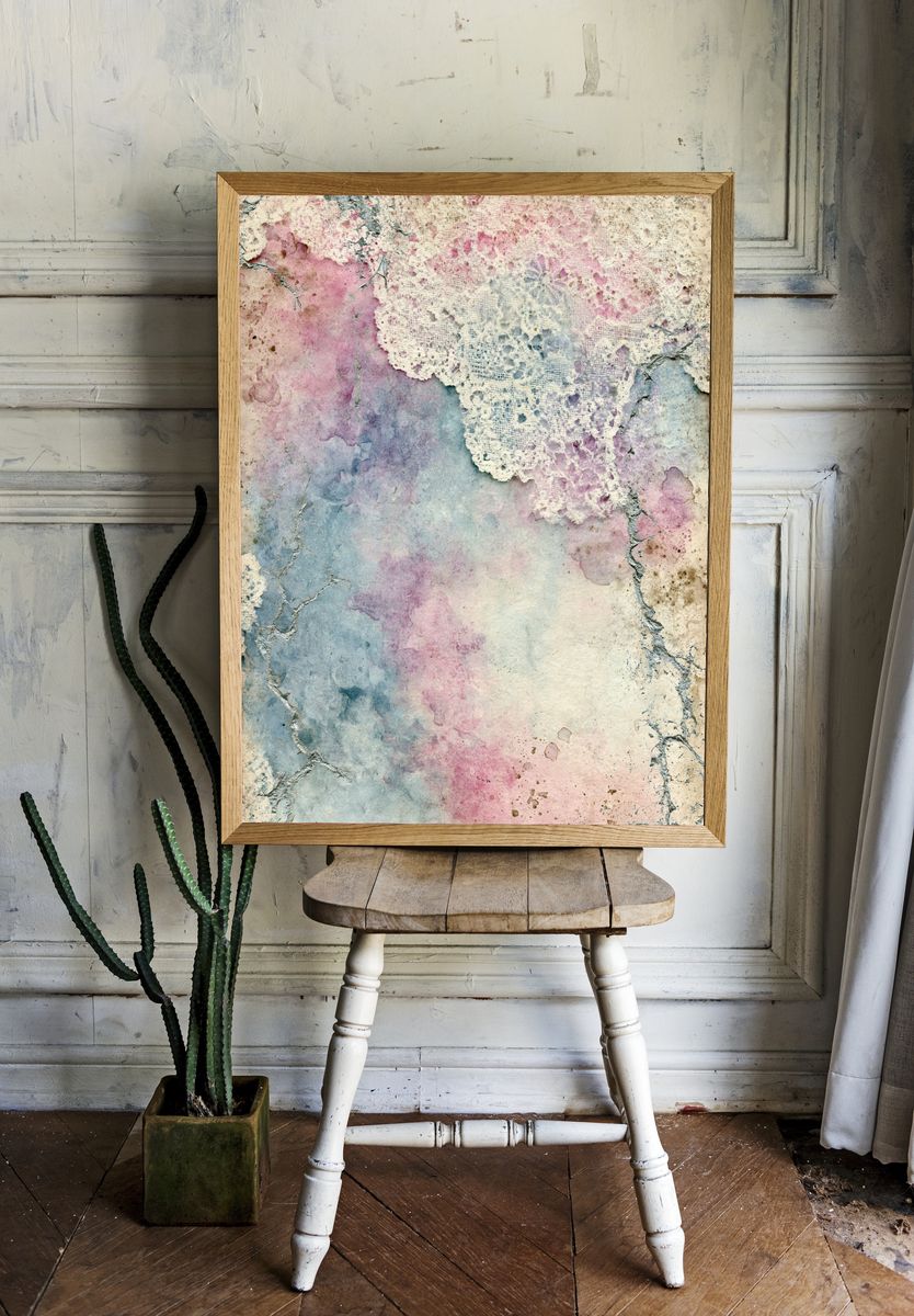 Pastel Lace Texture Abstract Poster. — room view 1