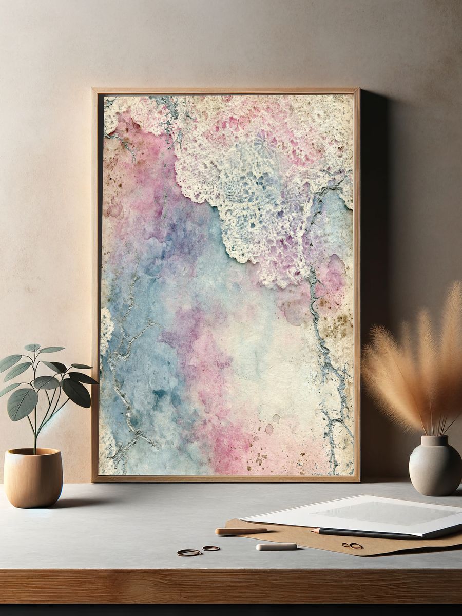 Pastel Lace Texture Abstract Poster. — room view 2