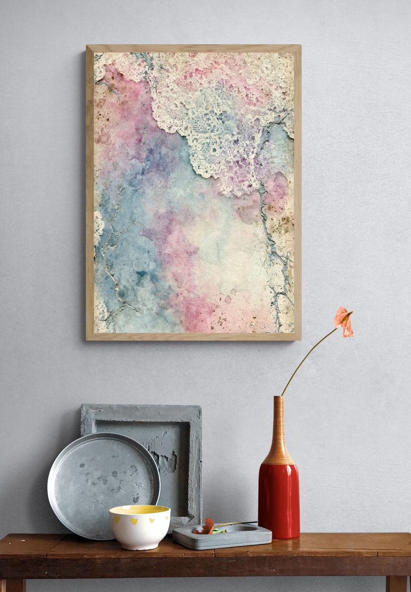 Pastel Lace Texture Abstract Poster. — room view 3
