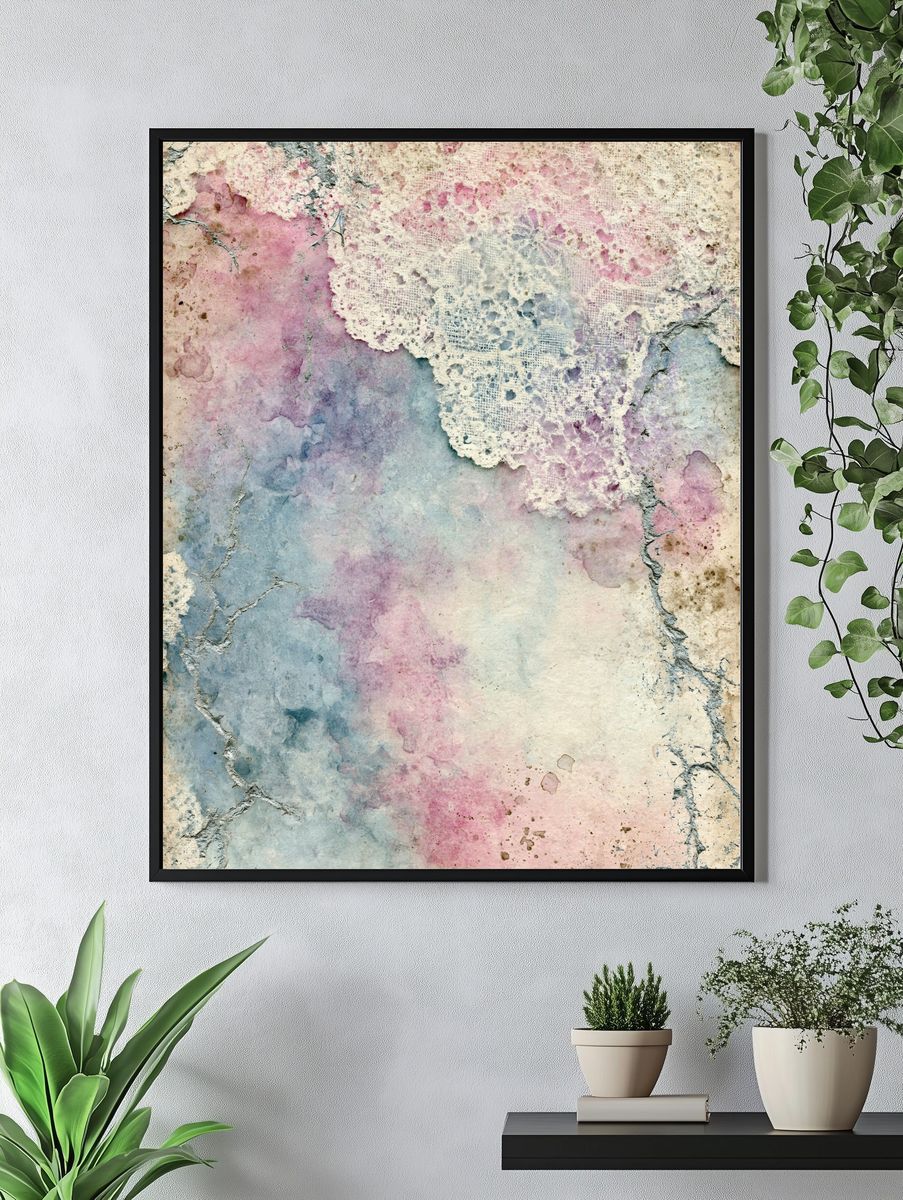 Pastel Lace Texture Abstract Poster. — room view 4