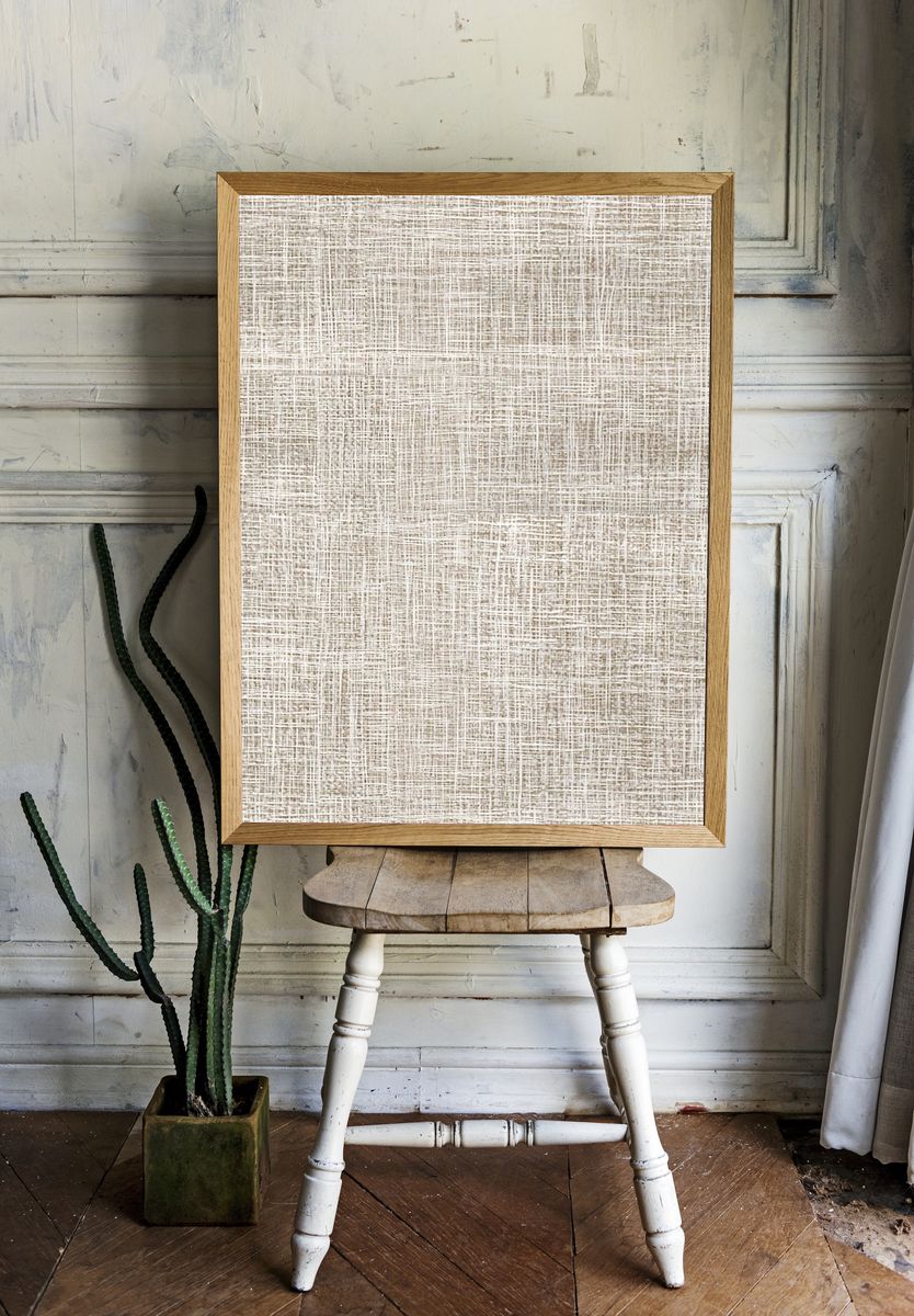 Neutral Linen Texture Abstract Print. — room view 1