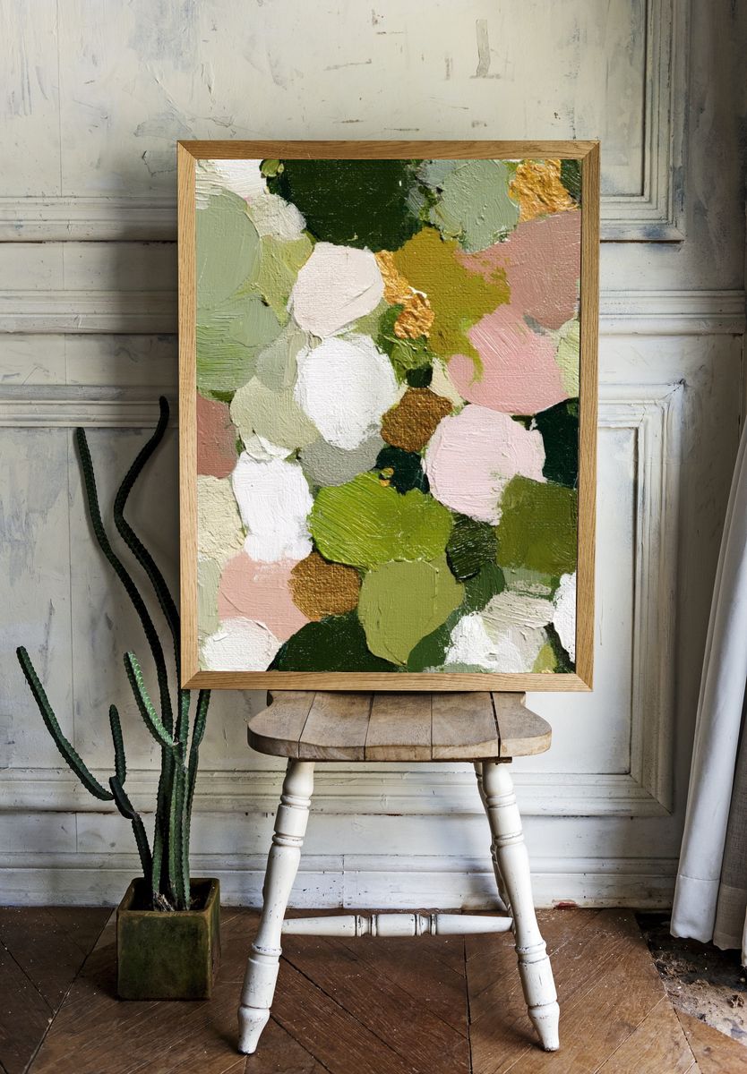 Pastel Green Abstract Texture Poster. — room view 1
