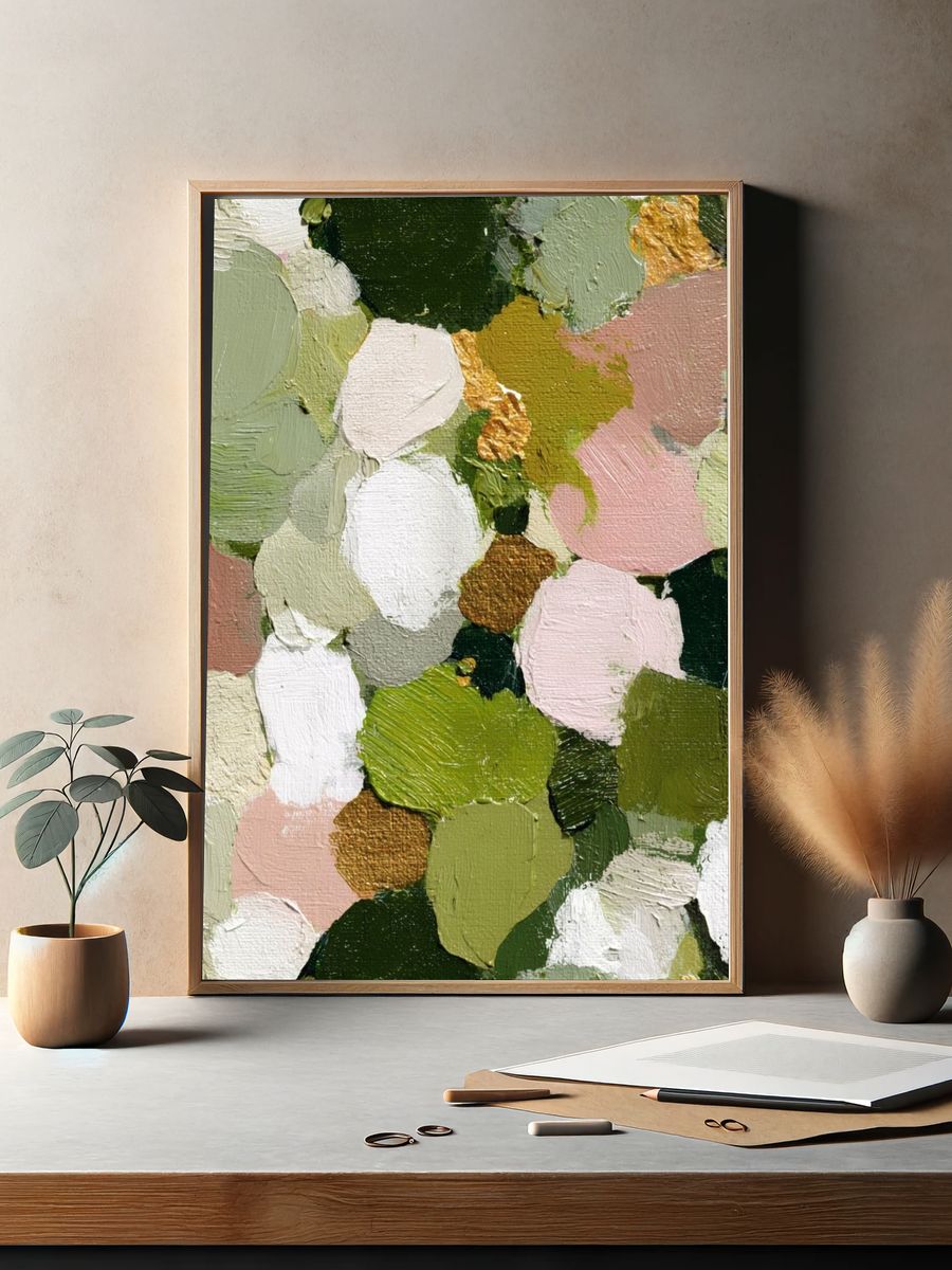 Pastel Green Abstract Texture Poster. — room view 2