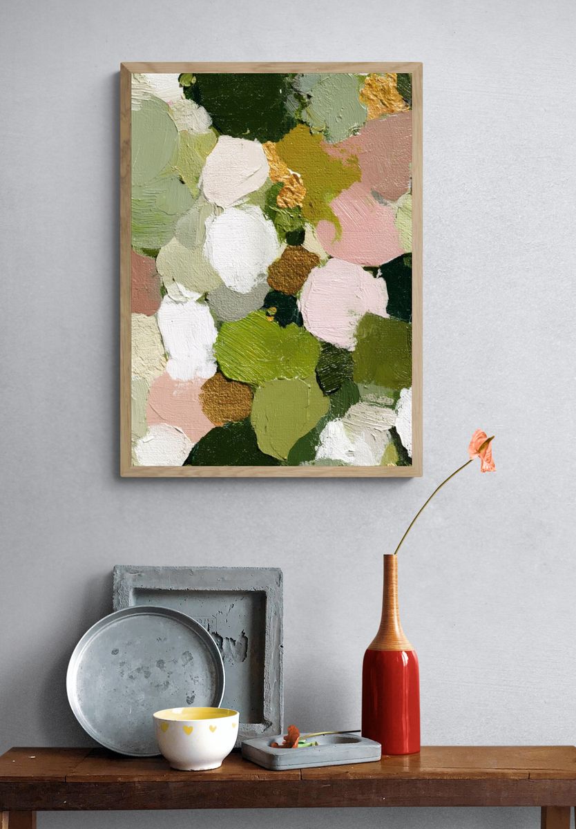 Pastel Green Abstract Texture Poster. — room view 3