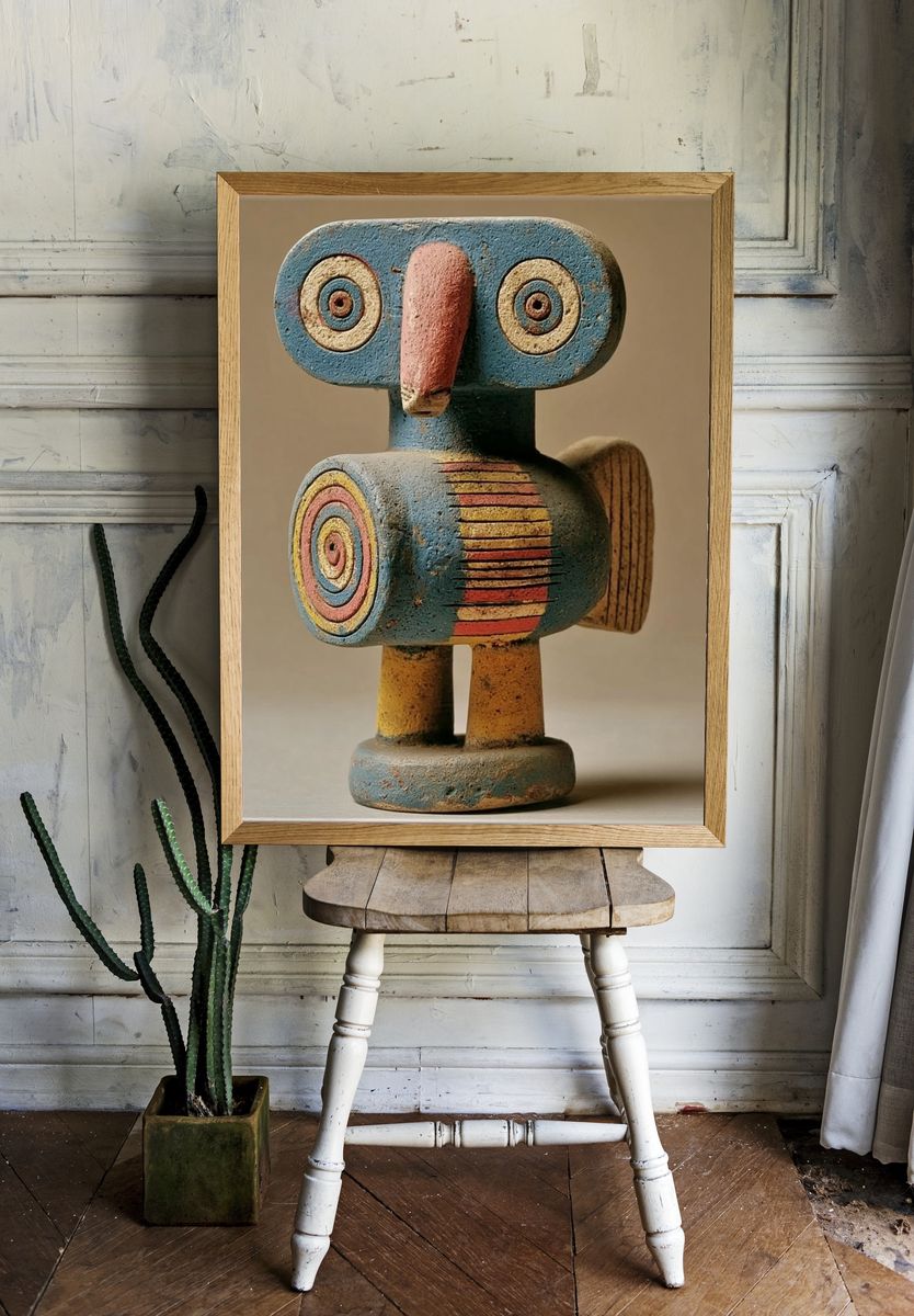 Abstract Wooden Totem Print. room preview