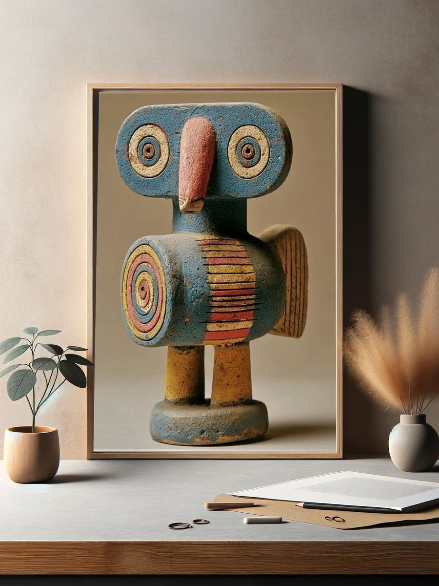 Abstract Wooden Totem Print. — room view 2