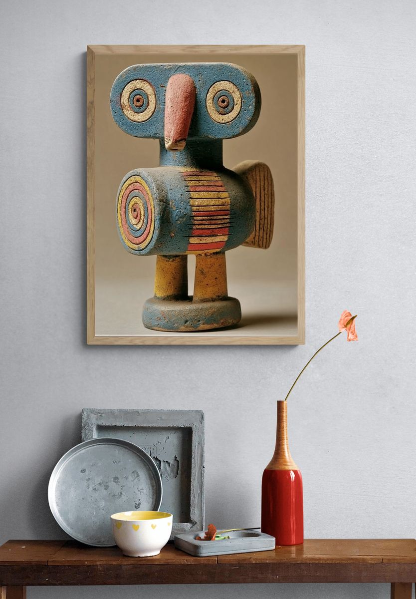 Abstract Wooden Totem Print. — room view 3