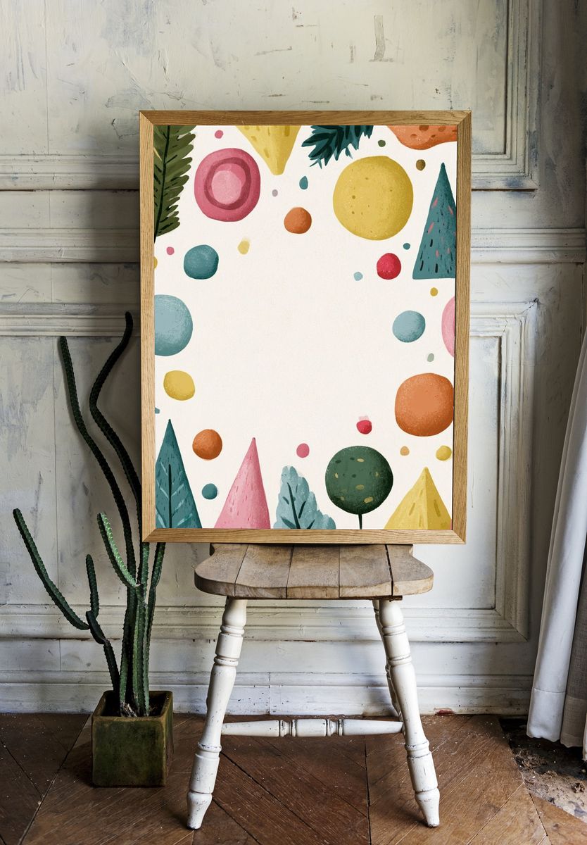 Playful Geometric Botanical Poster. room preview
