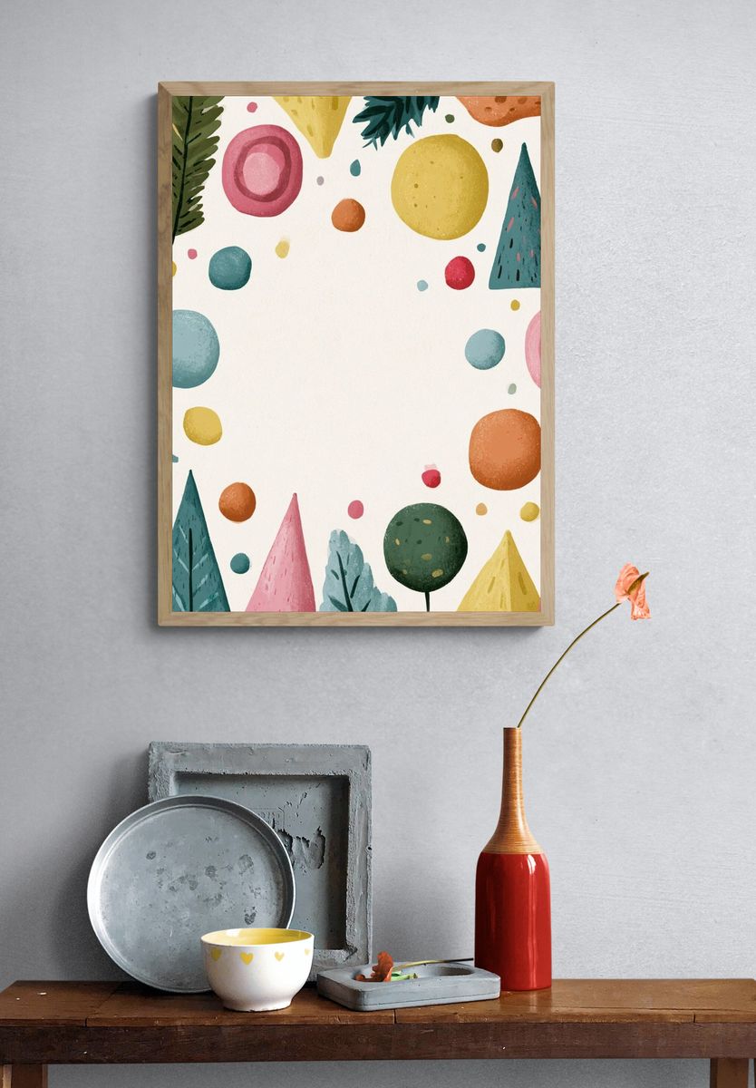 Playful Geometric Botanical Poster. — room view 3
