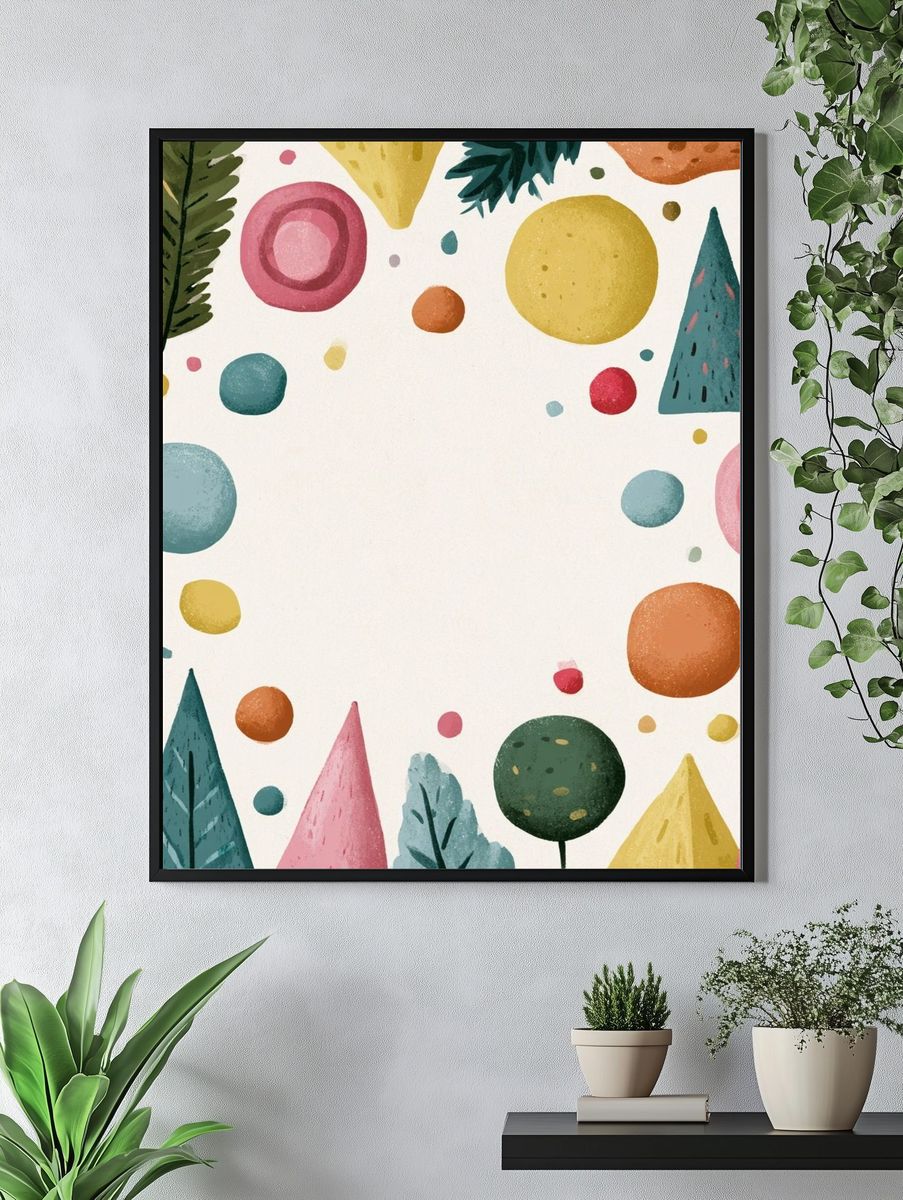 Playful Geometric Botanical Poster. — room view 4