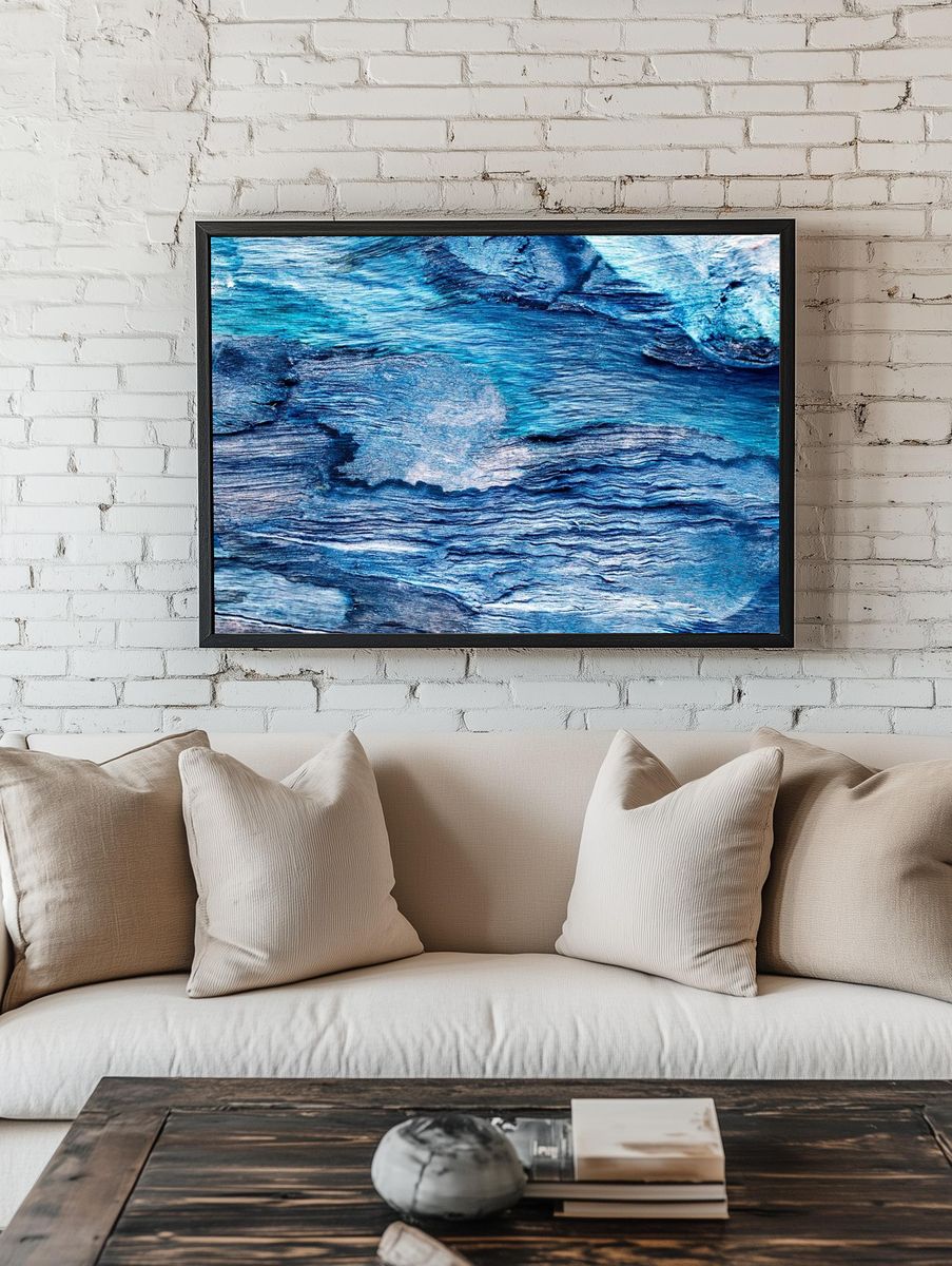 Blue Ocean Texture Abstract Print. — room view 1
