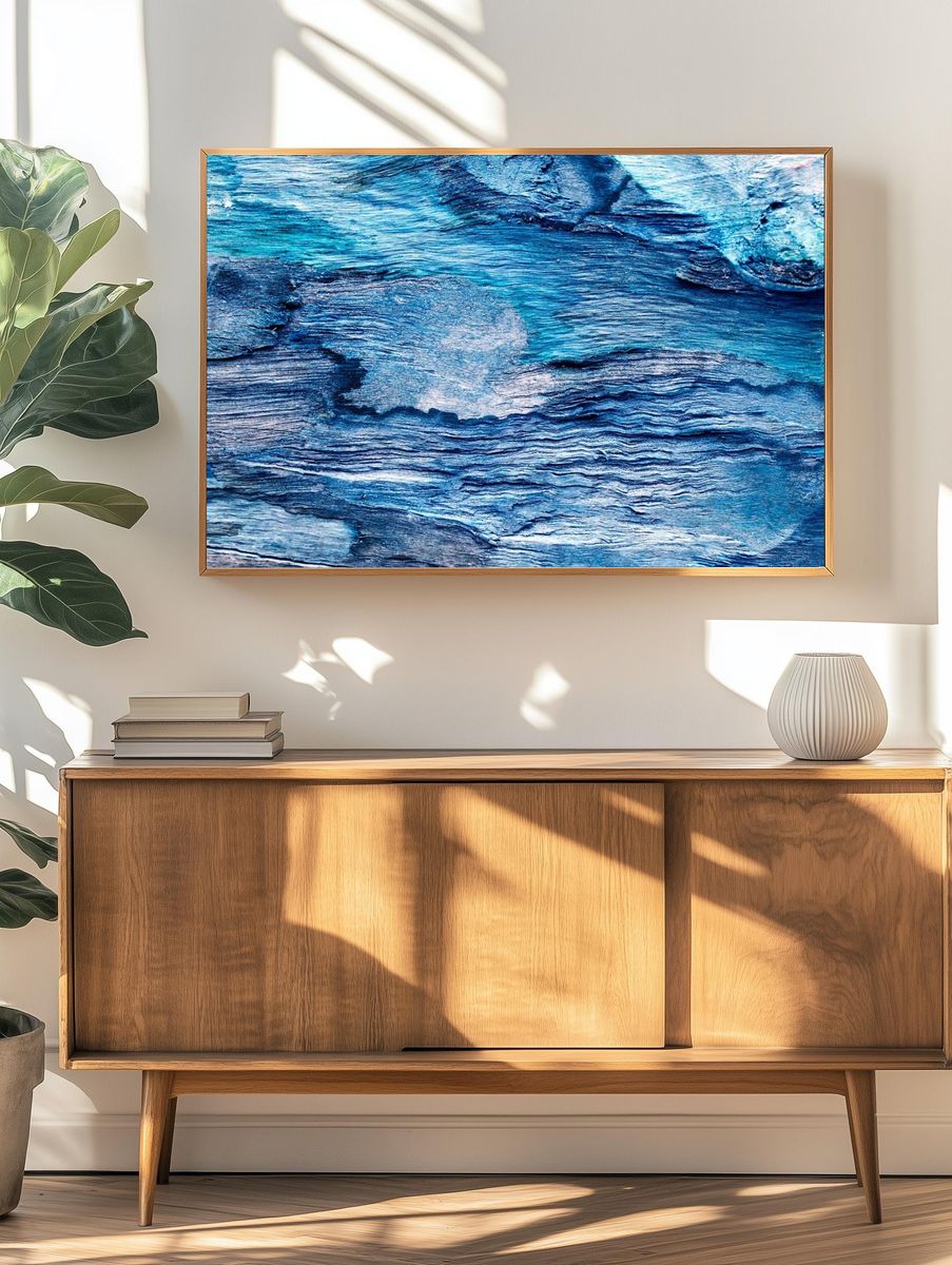 Blue Ocean Texture Abstract Print. — room view 3