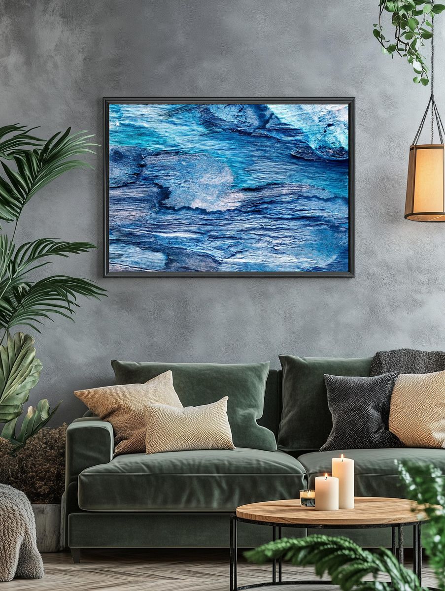 Blue Ocean Texture Abstract Print. — room view 4