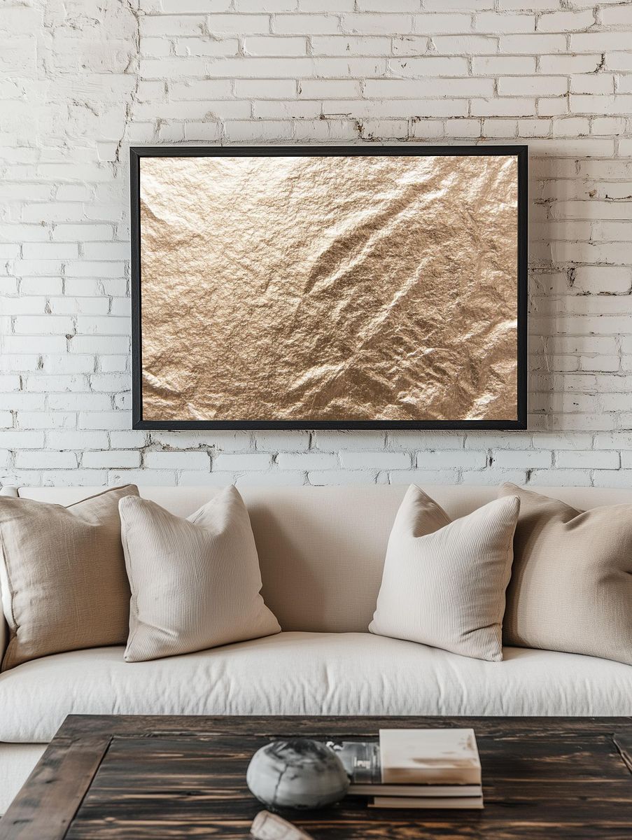 Free golden foil texture image. room preview