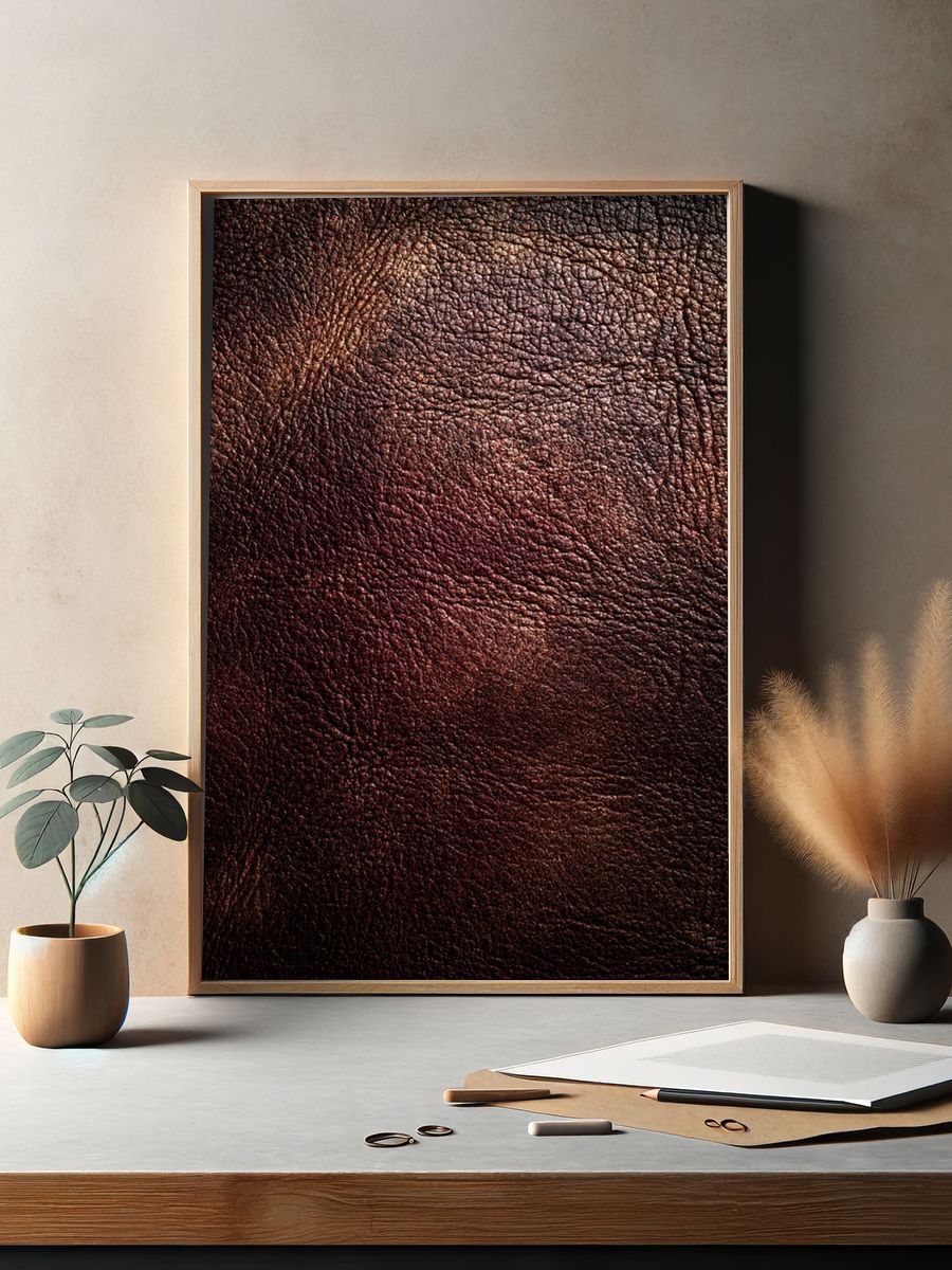 Leather Texture Abstract Print. — room view 2